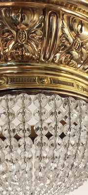 Czech Brass and Crystals Ceiling Lamp, 1900s-RGF-1215578