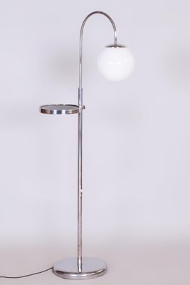 Czech Chrome Floor Lamp in Steel & Milk Glass, 1930s-WHY-1734489