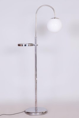 Czech Chrome Floor Lamp in Steel & Milk Glass, 1930s-WHY-1734489