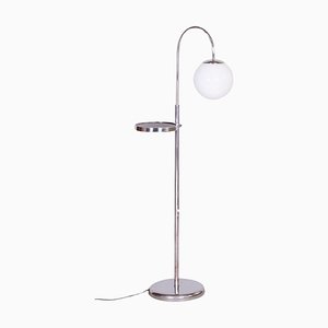 Czech Chrome Floor Lamp in Steel & Milk Glass, 1930s-WHY-1734489