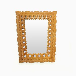 Czech Hand-Carved Wooden Mirror, 1950s-UL-586444