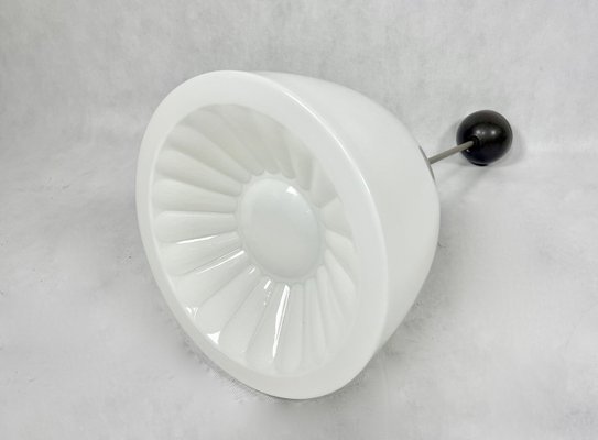 Czech Sunburst White Milk Glass and Bakelite Pendant Lamp from Napako, 1930s-ZCY-1375893