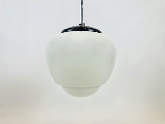 Czech White Milk Glass and Bakelite Pendant Lamp from Napako, 1940s-ZCY-2035680