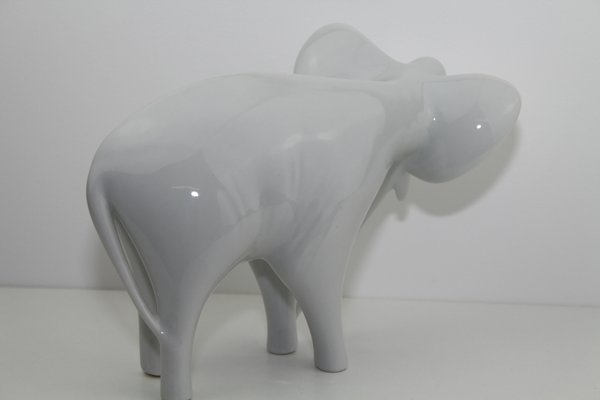 Czech White Porcelain Elephant from Royal Dux, 1960s-ZWH-796623