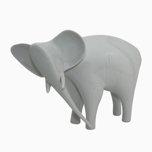 Czech White Porcelain Elephant from Royal Dux, 1960s-ZWH-796623