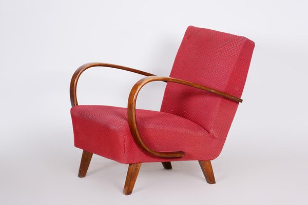 Czechia Red Lounge Chair in Art Deco Style, 1930s-WHY-1281308