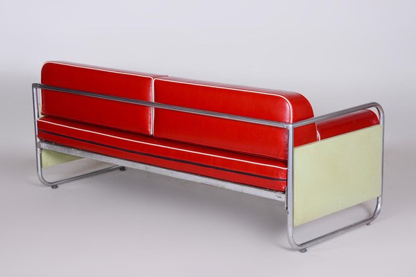 Czechian Bauhaus Sofa in Leather and Chrome from Vichr & Spol, 1930s-WHY-1231880