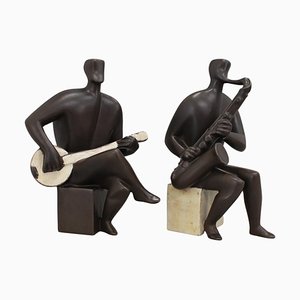 Czechoslovakia Ceramic Figurines of Musicians, 1970s-TZ-1281325