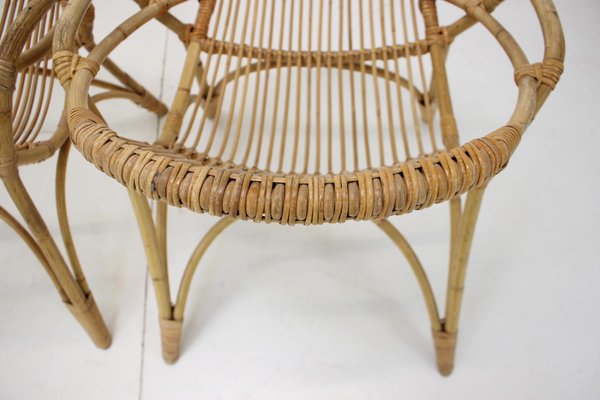 Czechoslovakia Lounge Chairs in Rattan by Alan Fuchs, 1960s, Set of 2-TZ-1383606