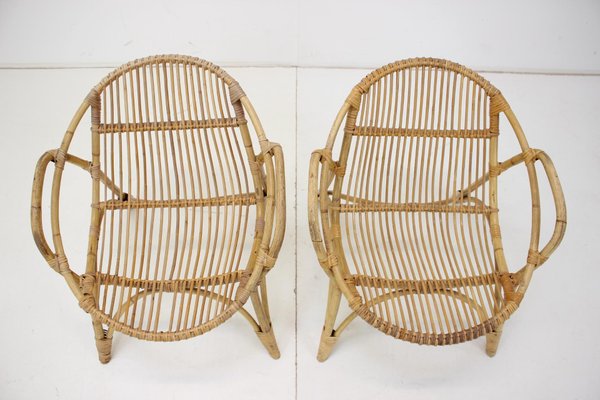 Czechoslovakia Lounge Chairs in Rattan by Alan Fuchs, 1960s, Set of 2-TZ-1383606