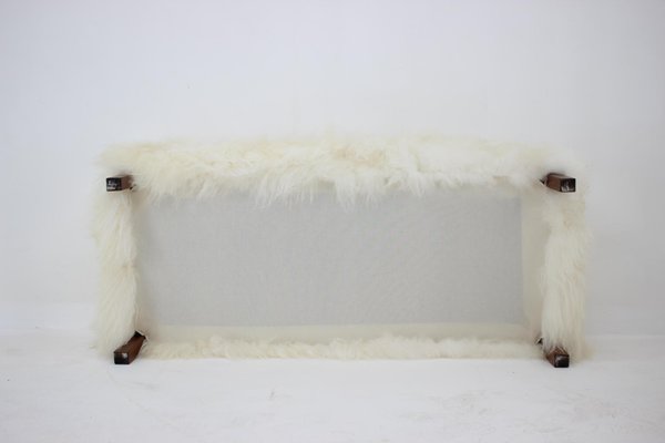 Czechoslovakian Art Deco Sheepskin Ottoman, 1930s-TZ-955575