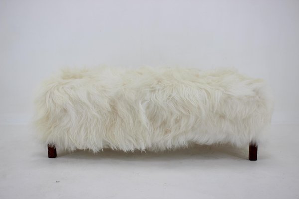 Czechoslovakian Art Deco Sheepskin Ottoman, 1930s-TZ-955575