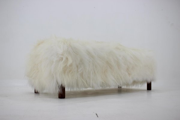 Czechoslovakian Art Deco Sheepskin Ottoman, 1930s-TZ-955575