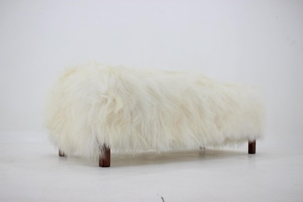 Czechoslovakian Art Deco Sheepskin Ottoman, 1930s-TZ-955575