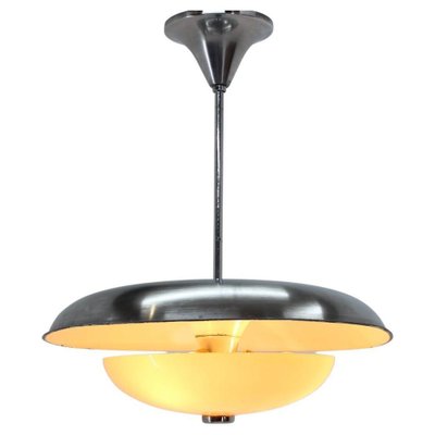 Czechoslovakian Bauhaus Pendant in Aluminium and Glass, 1930s-TZ-1259863