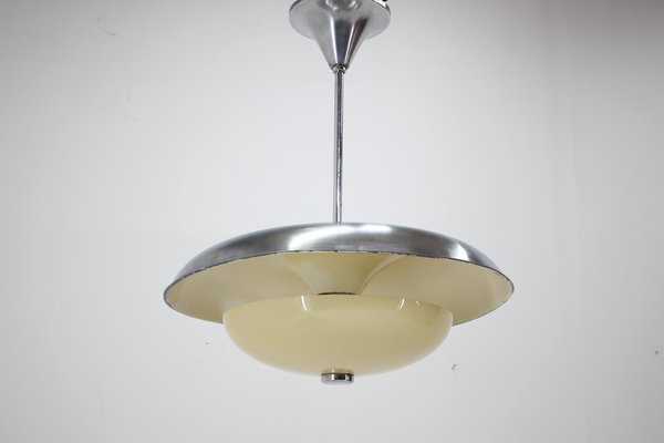 Czechoslovakian Bauhaus Pendant in Aluminium and Glass, 1930s-TZ-1259863