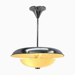 Czechoslovakian Bauhaus Pendant in Aluminium and Glass, 1930s-TZ-1259863