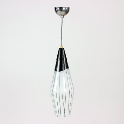 Czechoslovakian Brussels Era Black & White Ceiling Lamp, 1960s-UL-903667