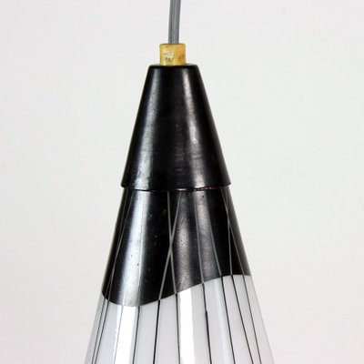 Czechoslovakian Brussels Era Black & White Ceiling Lamp, 1960s-UL-903667