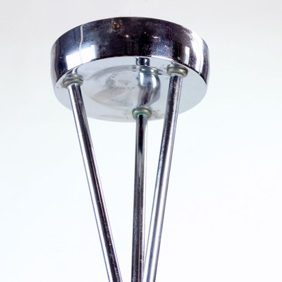 Czechoslovakian Brussels Style Chrome & Glass Ceiling Lamp, 1960s-UL-909174