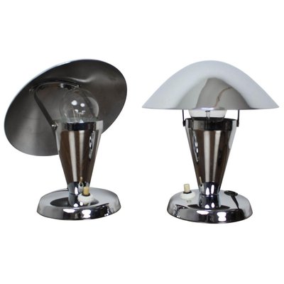 Czechoslovakian Chromed Lamps, 1930s, Set of 2-TZ-834226