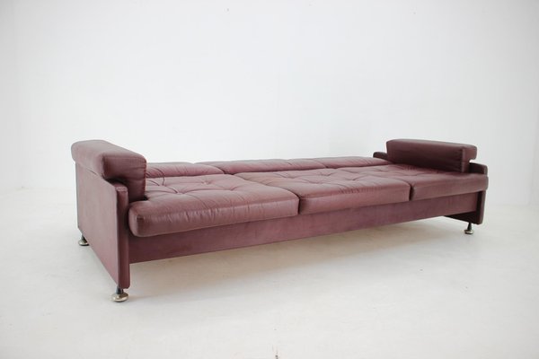 Czechoslovakian Folding Sofa in Leather by Arch. Spicka, 1970s-TZ-1257684