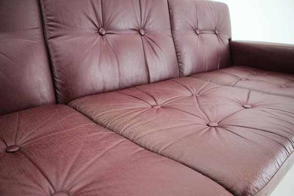 Czechoslovakian Folding Sofa in Leather by Arch. Spicka, 1970s-TZ-1257684