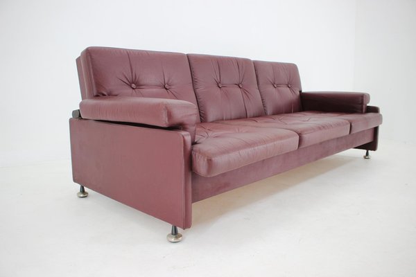 Czechoslovakian Folding Sofa in Leather by Arch. Spicka, 1970s-TZ-1257684