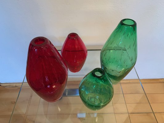 Czechoslovakian Glass Vases by Milan Metelak for Harrachov Glassworks, 1960s, Set of 4-RTR-1763420