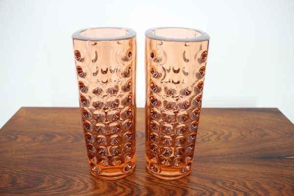 Czechoslovakian Glass Vases by Rudolf Jurnikl, 1962, Set of 2-TZ-547819