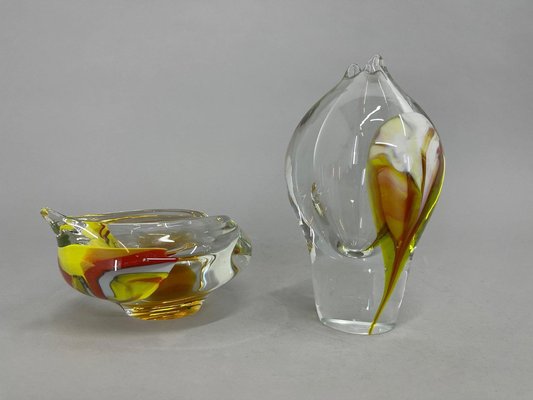 Czechoslovakian Set of Vase and Ashtray by Jiri Suhajek, 1970s, Set of 2-TZ-1342508