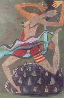 Dagmar Jelínková, Dancer, 1990s, Tempera, Watercolor, Pastel & Pencil on Paper, Framed-IND-1351743