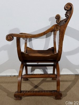 Dagobert Curule Armchair in Solid Walnut, 1900-RVK-1154705