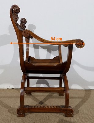 Dagobert Curule Armchair in Solid Walnut, 1900-RVK-1154705