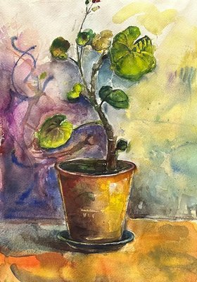 Dali Nazarishvili, Still Life with Plant, 2020, Watercolor on Paper-CHG-2036996