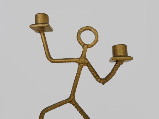 Dancing Man Candleholders in Welded Metal Rod, 1970s, Set of 2-MZP-1765489