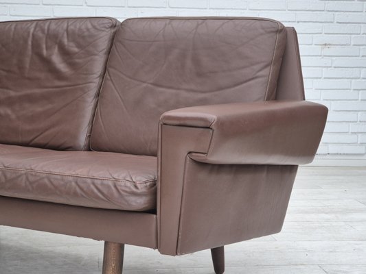 Danish 2-Seater Sofa in Brown Leather, 1970s-TMW-2028163