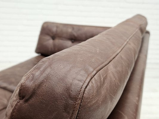 Danish 2-Seater Sofa in Brown Leather, 1970s-TMW-1735581