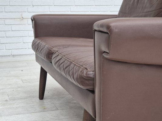 Danish 2-Seater Sofa in Brown Leather, 1970s-TMW-2028163