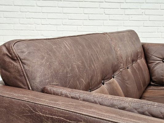 Danish 2-Seater Sofa in Brown Leather, 1970s-TMW-1735581