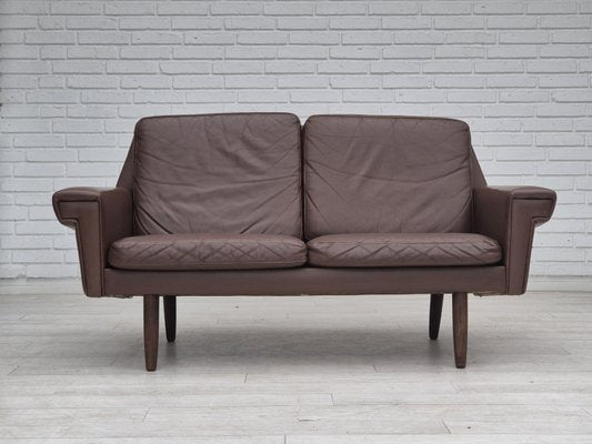 Danish 2-Seater Sofa in Brown Leather, 1970s-TMW-2028163