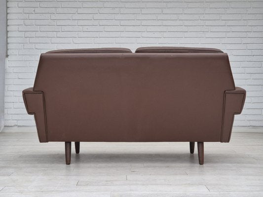 Danish 2-Seater Sofa in Brown Leather, 1970s-TMW-2028163