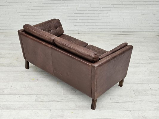 Danish 2-Seater Sofa in Brown Leather, 1970s-TMW-1735581