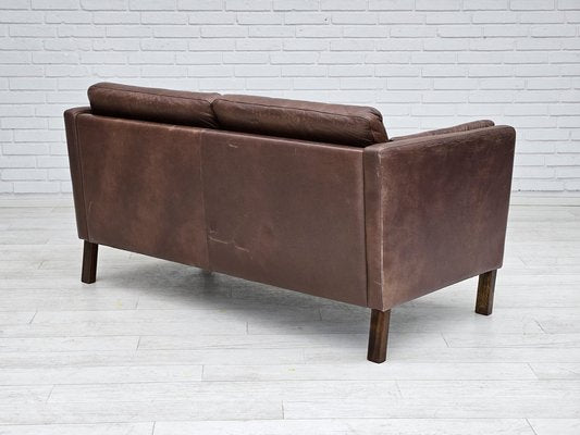 Danish 2-Seater Sofa in Brown Leather, 1970s-TMW-1735581