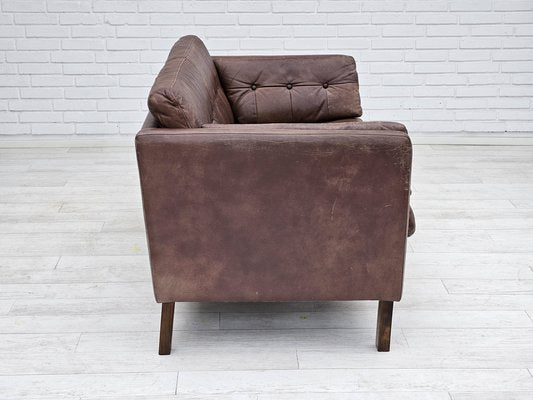 Danish 2-Seater Sofa in Brown Leather, 1970s-TMW-1735581