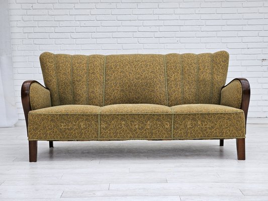 Danish 3-Seater Sofa in Beech & Cotton, 1950s-TMW-1779450