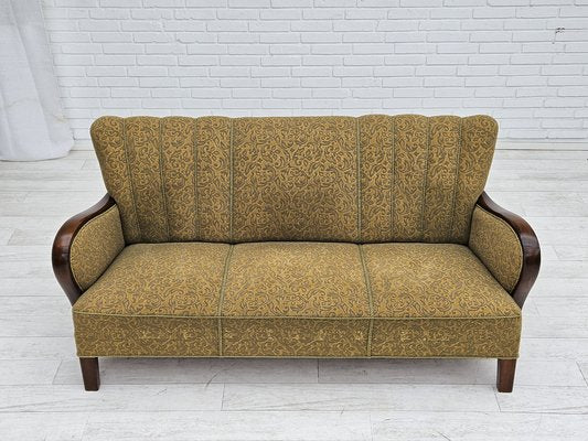 Danish 3-Seater Sofa in Beech & Cotton, 1950s-TMW-1779450