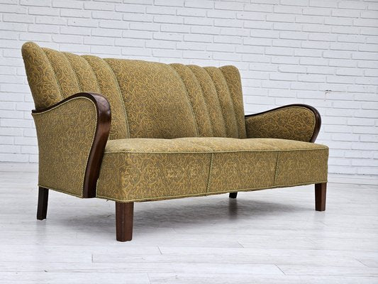 Danish 3-Seater Sofa in Beech & Cotton, 1950s-TMW-1779450