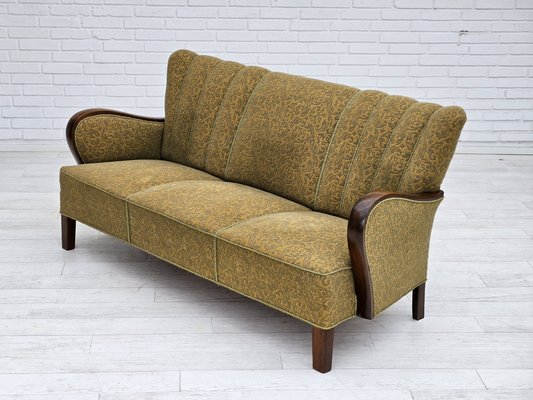 Danish 3-Seater Sofa in Beech & Cotton, 1950s-TMW-1779450