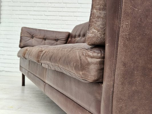 Danish 3-Seater Sofa in Brown Leather, 1970s-TMW-1735577